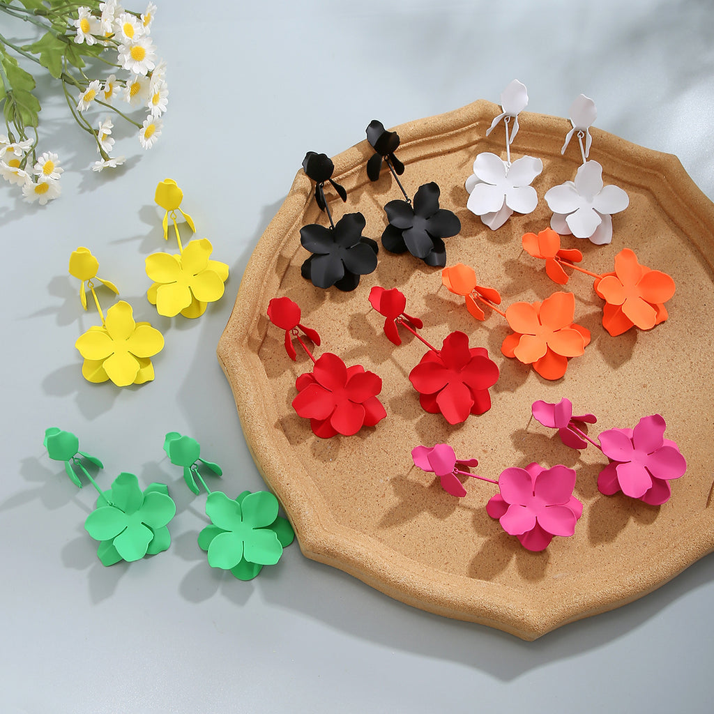 Damen hängende Blüten-Ohrstecker aus Edelstahl Shop Nory