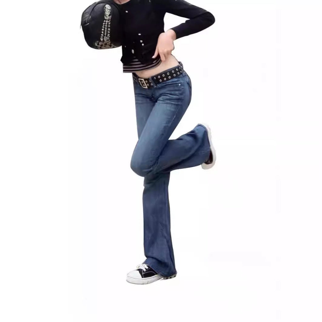 Damen Weit geschnittene Bootcut Jeans mit lässigem Schnitt und mittlerer Taille