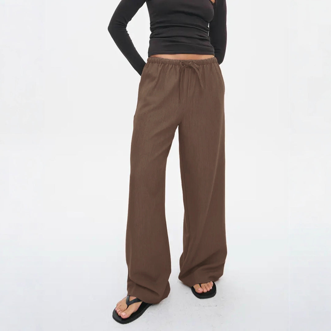 Damen Lässige Palazzohose mit elastischem Tunnelzugbund und weitem Bein Shop Nory