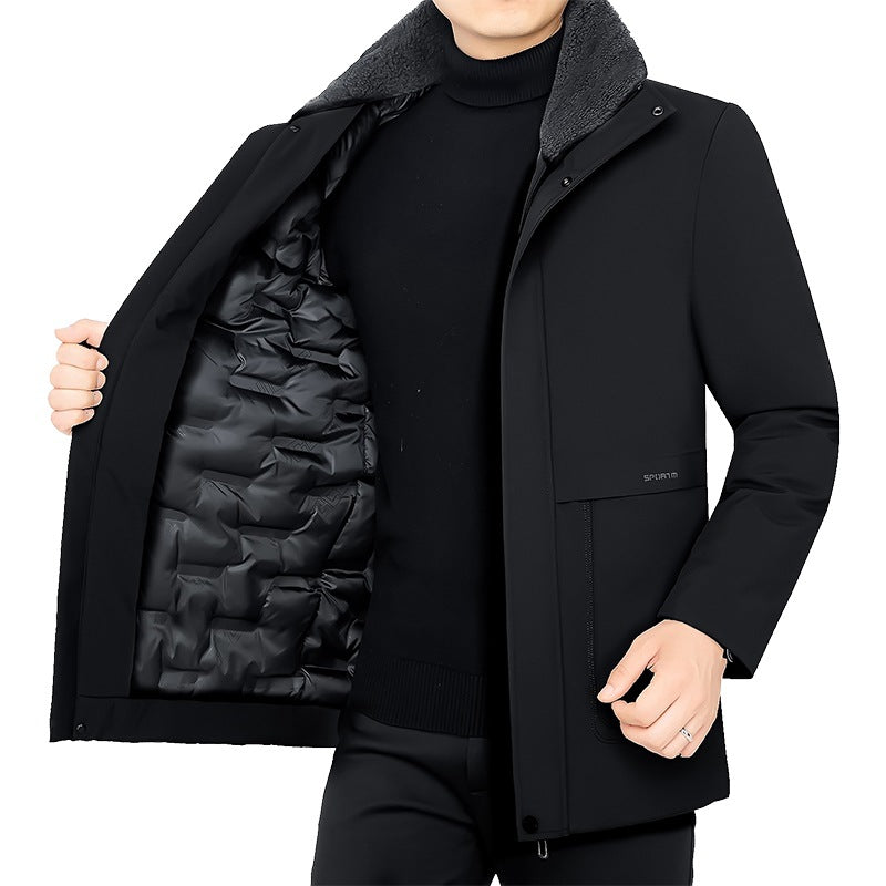 Herren Thermo-Winterkurzmantel mit luxuriösem Kunstfell-Innenfutter und Stehkragen Shop Nory