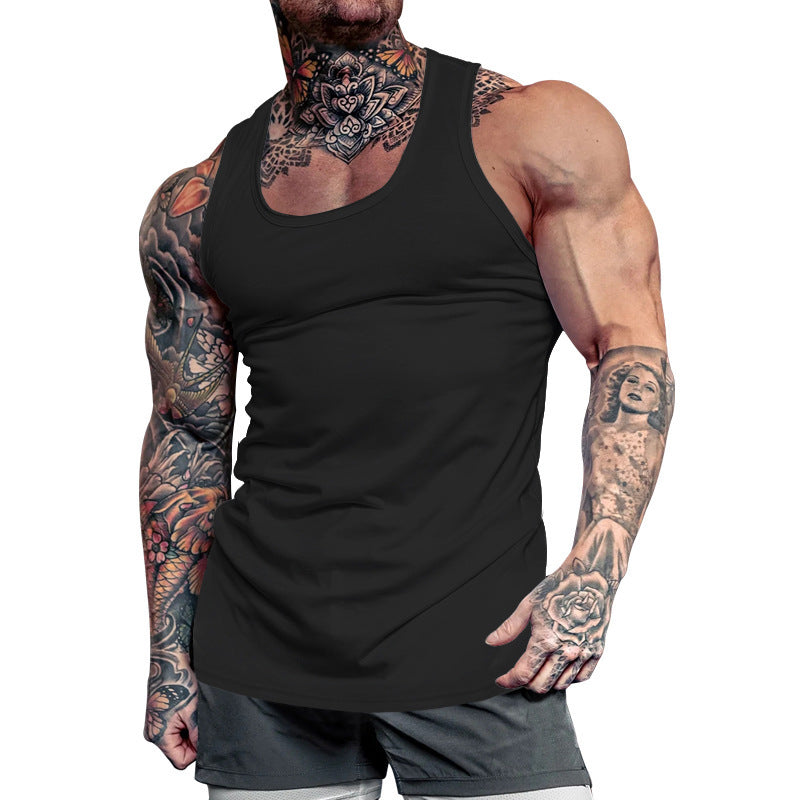 Herren Ärmelloses Sport-Tanktop aus atmungsaktivem Baumwollmix mit feuchtigkeitsableitenden Eigenschaften
