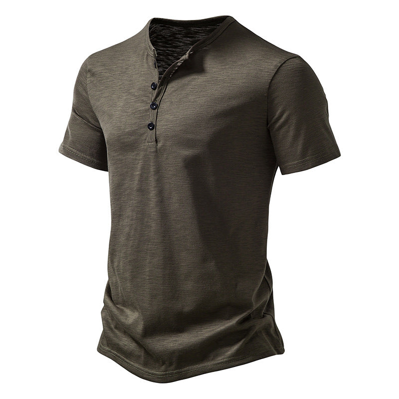 Herren Kurzarm Henley-T-Shirt mit Knopfleiste und atmungsaktivem Material