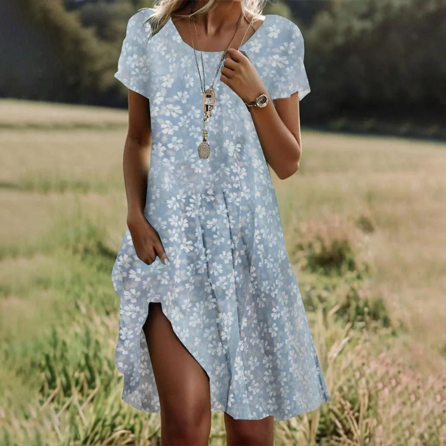 Damen Freizeitkleid mit asymmetrischem Saum und Taschen