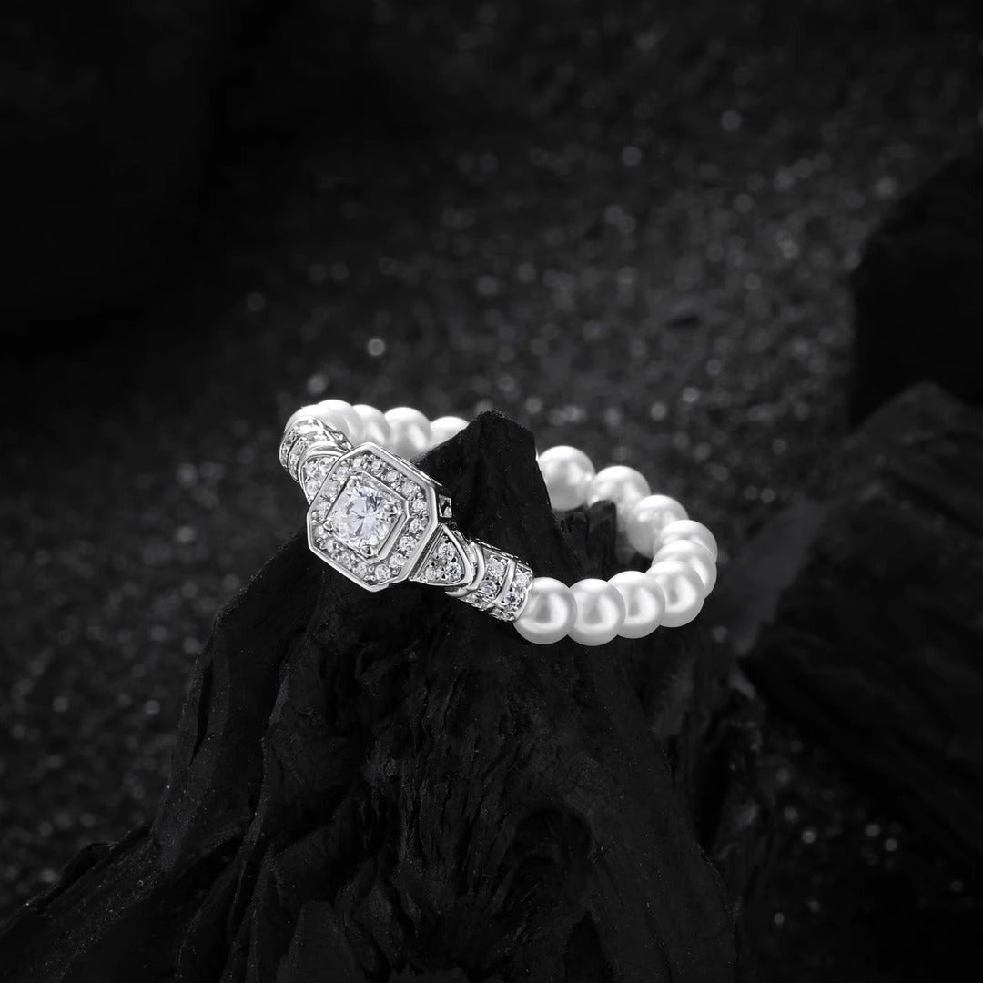 Damen Perlring mit funkelndem Zirkonia-Shop Nory