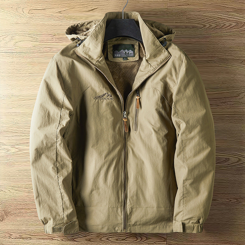 Herren Atmungsaktive wasserabweisende Outdoorjacke mit Kapuze und Reißverschluss Shop Nory