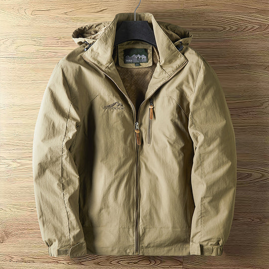 Herren Atmungsaktive wasserabweisende Outdoorjacke mit Kapuze und Reißverschluss Shop Nory