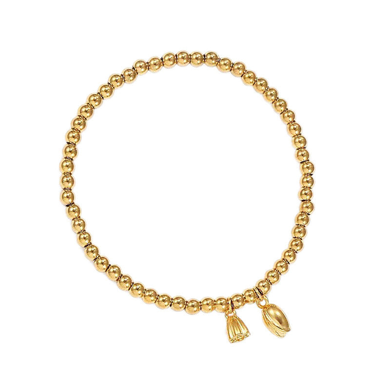 Damen Zierliches Gold Beaded Charm Fußkettchen Shop Nory