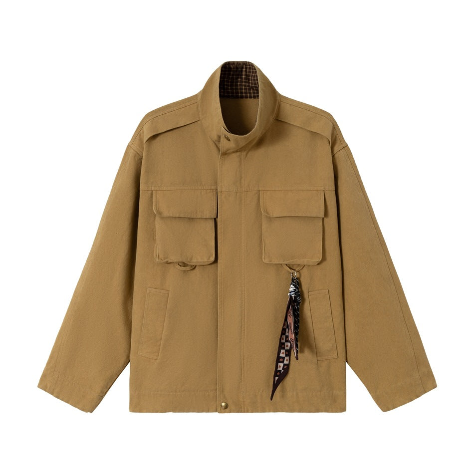 Herren Kurz geschnittene robuste Fieldjacke aus Baumwollcanvas mit Stehkragen und aufgesetzten Taschen Shop Nory
