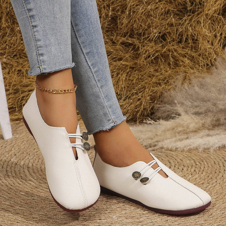 Damen komfortable Slipper mit modischen Knopfdetails