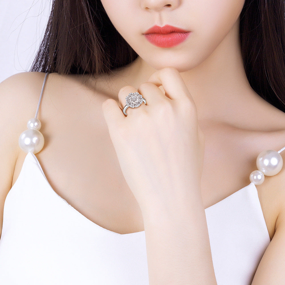 Damen Blumenring mit funkelnden Zirkonia-Details Shop Nory