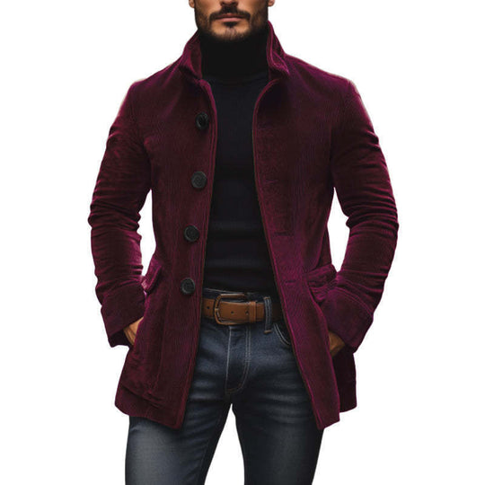 Herren Kordmantel mit Stehkragen und taillierter Silhouette Shop Nory