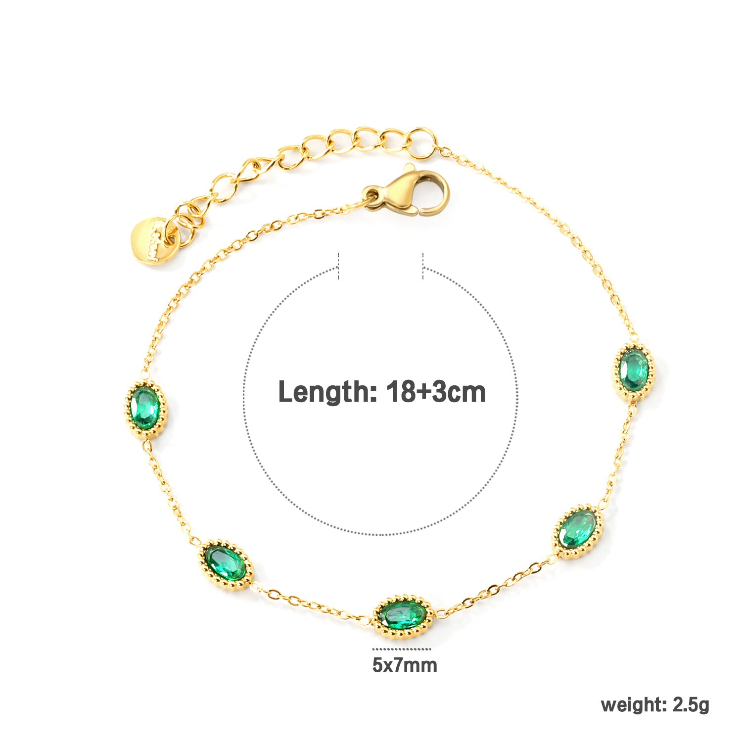 Damen Verstellbarer Ring mit funkelndem smaragdgrünem Anhänger und goldplattierter Edelstahlverarbeitung Shop Nory