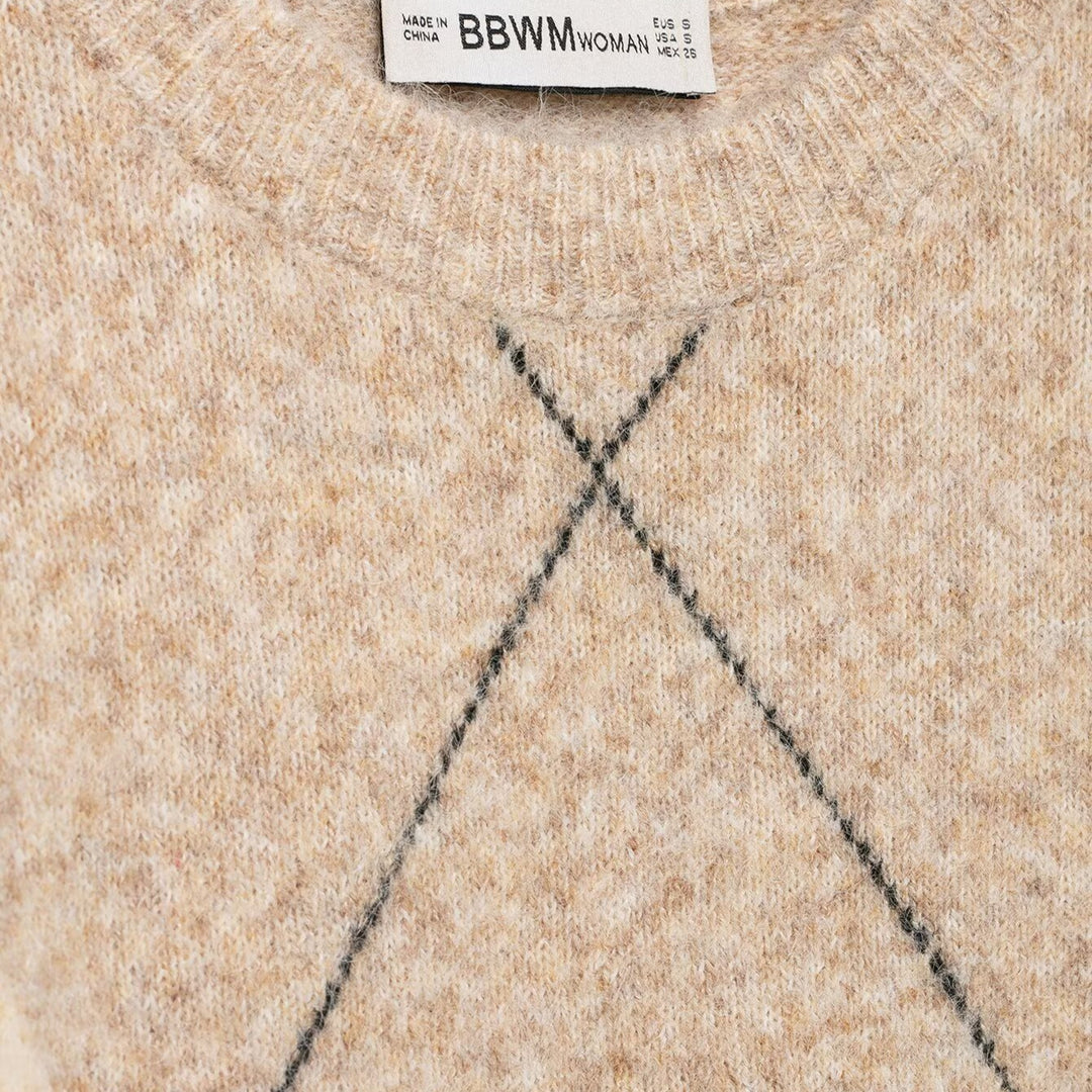 Damen Argyle-Pullover aus Wollmix mit weichem Flor und kastiger Cropped-Silhouette Shop Nory