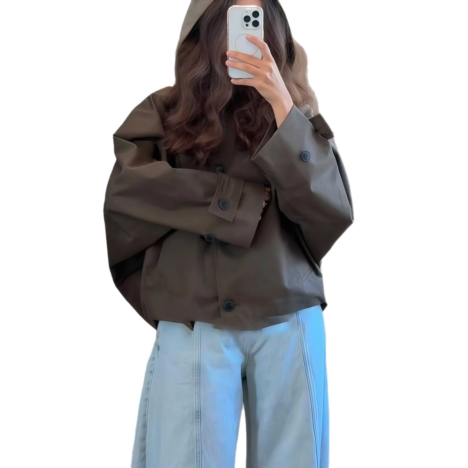 Damen Oversized Regenjacke mit Kapuze und modischem Schnitt