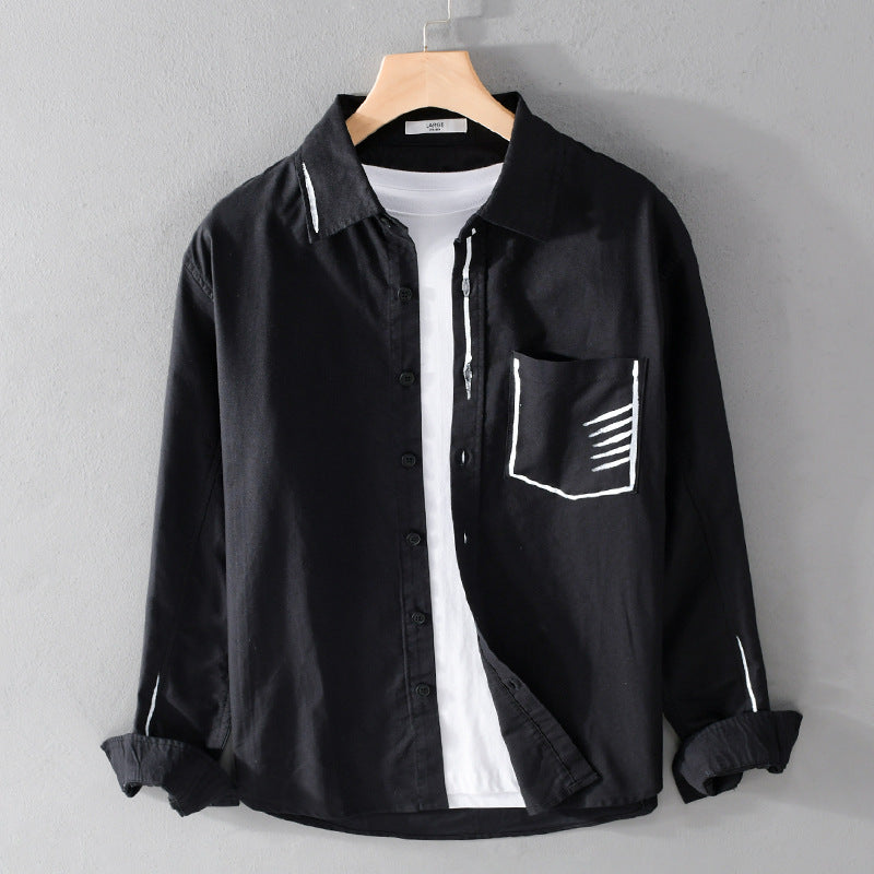 Herren Leichtes Baumwoll-Overshirt mit Kontrastnaht und aufgesetzter Brusttasche Shop Nory
