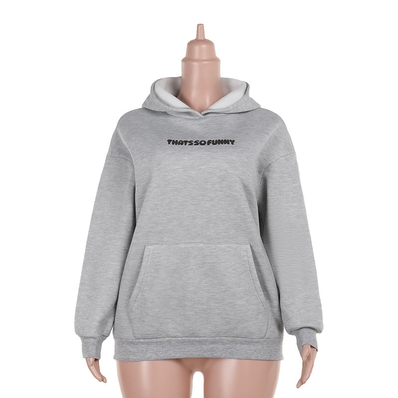 Damen Oversize-Kapuzenpullover mit Kängurutasche und Statement-Schriftzug Shop Nory