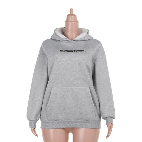 Damen Oversize-Kapuzenpullover mit Kängurutasche und Statement-Schriftzug Shop Nory