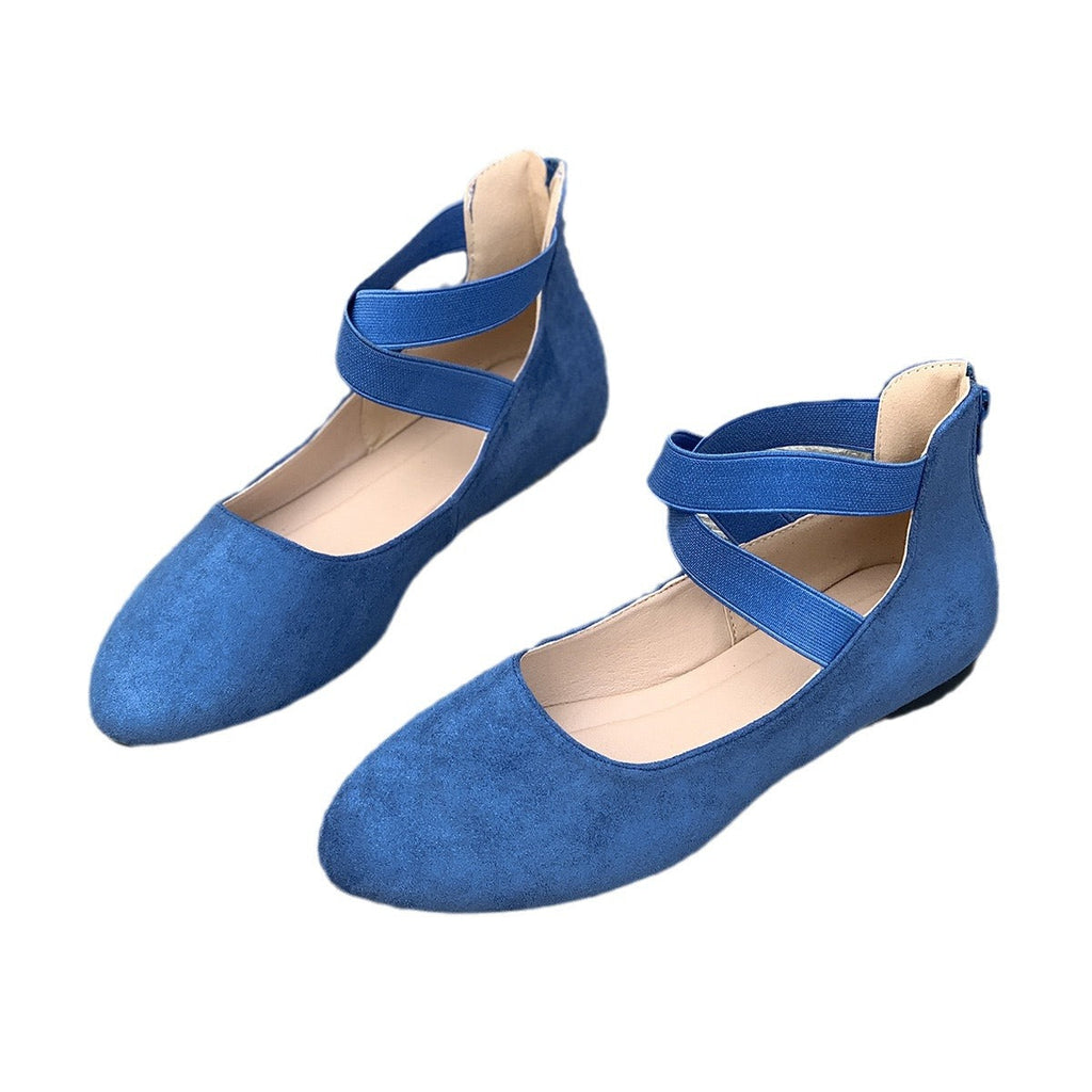 Damen Ballerina mit elastischen Riemen und komfortablem Fußbett Shopnory