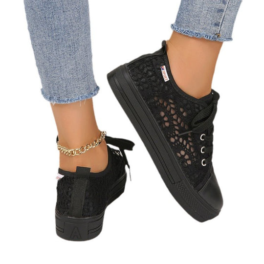Damen Plateausneaker mit gehäkeltem Spitzeinsatz und gepolstertem Fußbett Shop Nory