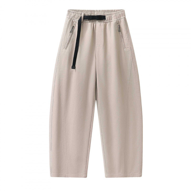Unisex Weite knöchellange Cargo-Hose im Relaxed-Fit mit elastischem Tunnelzugbund und Reißverschlusstaschen Shop Nory