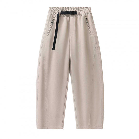 Unisex Weite knöchellange Cargo-Hose im Relaxed-Fit mit elastischem Tunnelzugbund und Reißverschlusstaschen Shop Nory