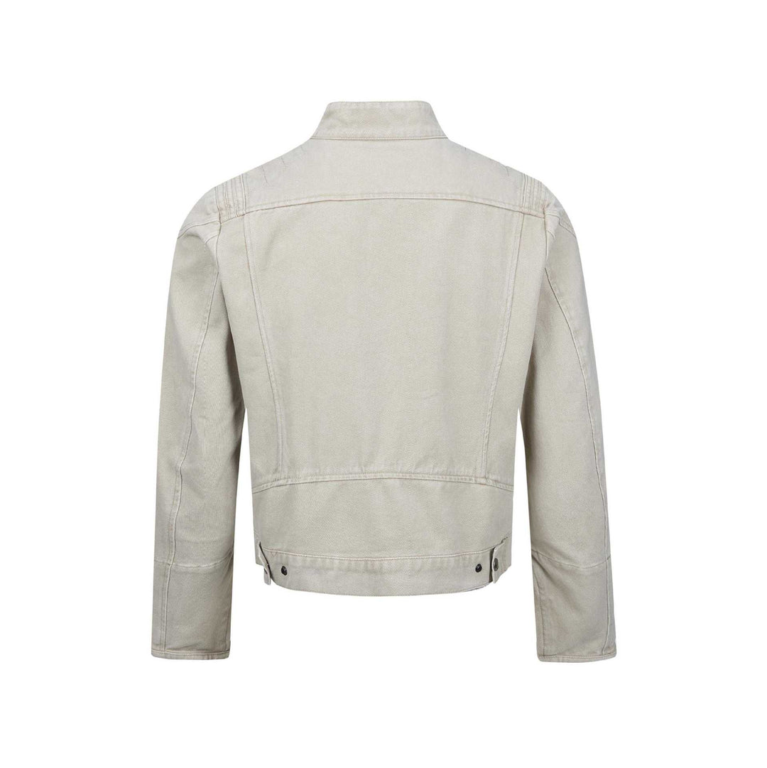 Herren Kurz geschnittener asymmetrischer Canvas-Bikerblouson mit Funnelkragen und Reißverschluss-Detail Shop Nory