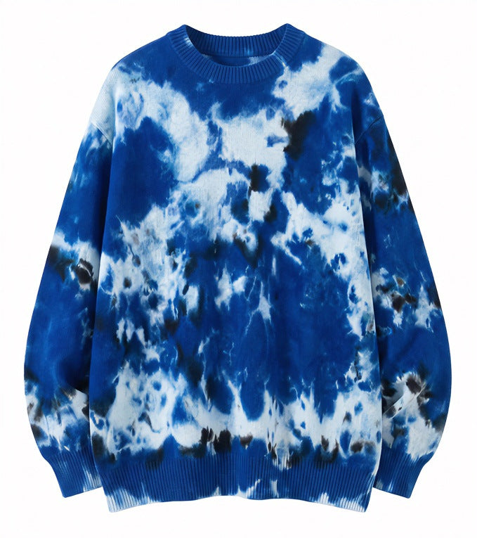 Herren Oversized Batik-Pullover mit Rundhalsausschnitt und Rippbündchen Shop Nory