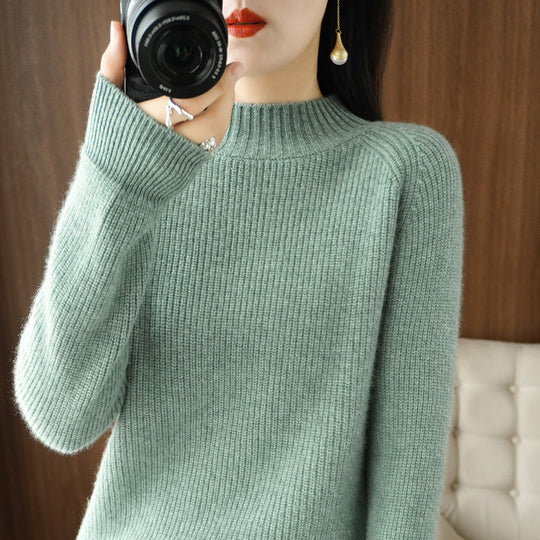 Damen Kurz-Stehkragenpullover aus feinem Feinstrick mit kaschmirähnlicher Weichheit und Raglanärmeln Shop Nory