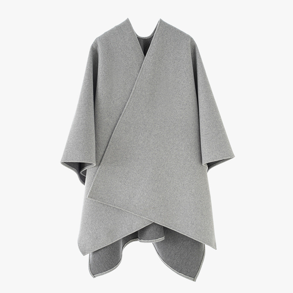 Damen Oversize-Capeponcho mit Wickeloptik und V-Ausschnitt Shop Nory