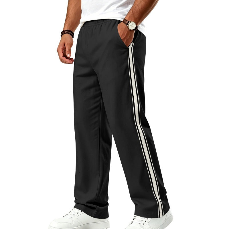 Herren Weite Freizeithose aus Funktionsjersey mit elastischem Bund und seitlichem Doppelstreifen Shop Nory