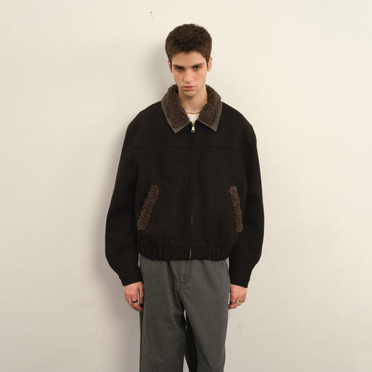 Herren Bomberjacke mit Teddykragen, Reißverschluss und elastischem Saum Shop Nory