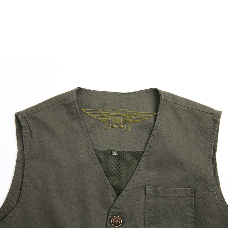 Herren Utility-Weste mit gestreiftem Innenfutter aus Baumwoll-Canvas Shop Nory