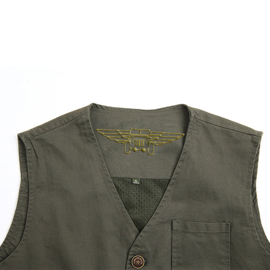 Herren Utility-Weste mit gestreiftem Innenfutter aus Baumwoll-Canvas Shop Nory