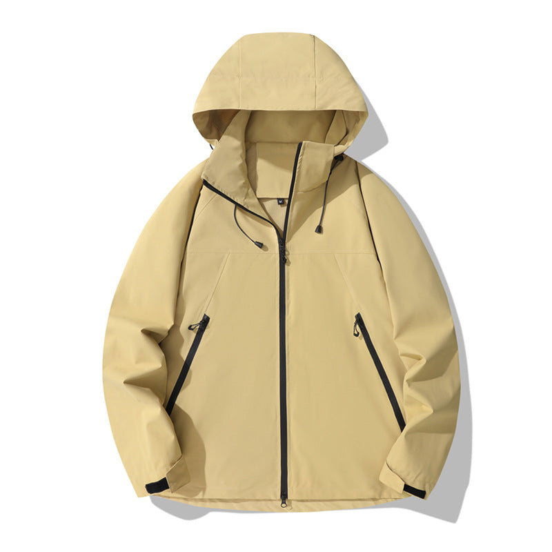Damen wasserabweisende Outdoor-Jacke mit verstellbarem Kapuzenkragen und funktionalen Reißverschlusstaschen