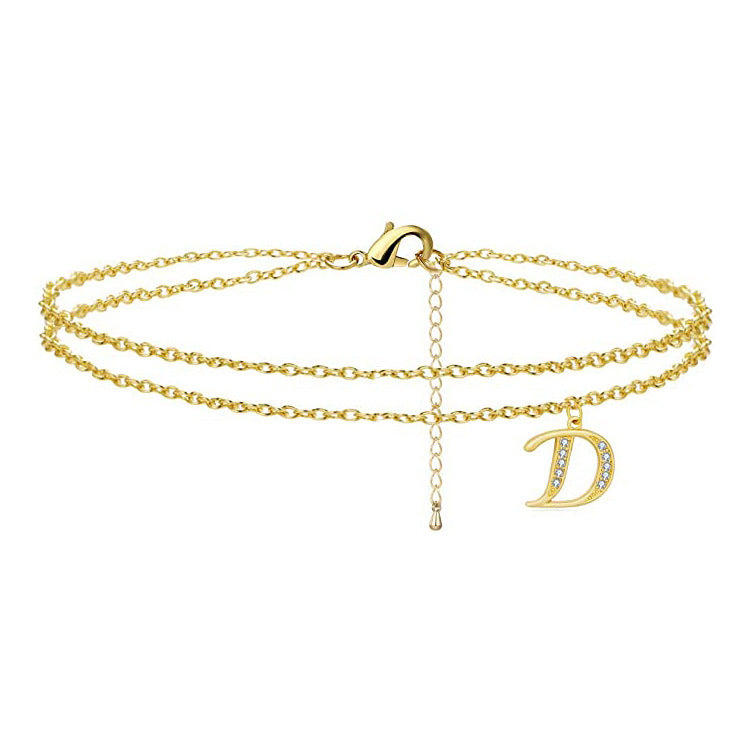 Damen Fußkettchen mit personalisiertem Initial-Anhänger und eleganter Gliederkette Shop Nory