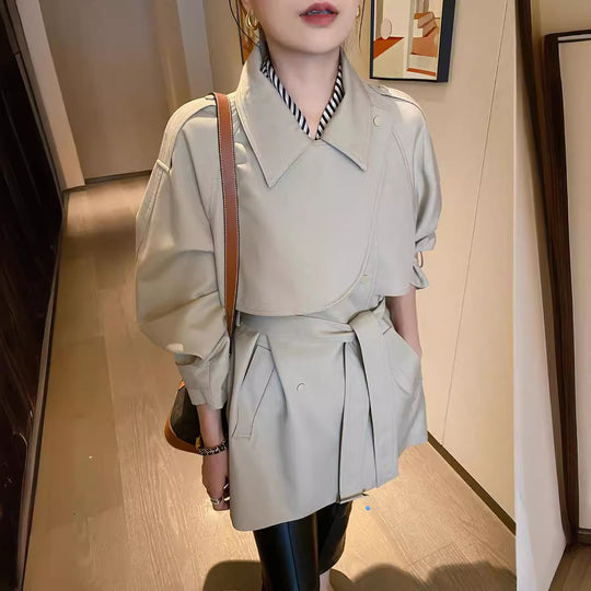 Damen Modernes Trenchcoat mit Taillengürtel Shop Nory