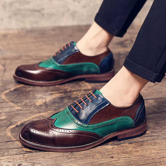 Herren handgefertigte Brogue-Lederschuhe mit mehrfarbiger Patina und perforierten Details Shop Nory