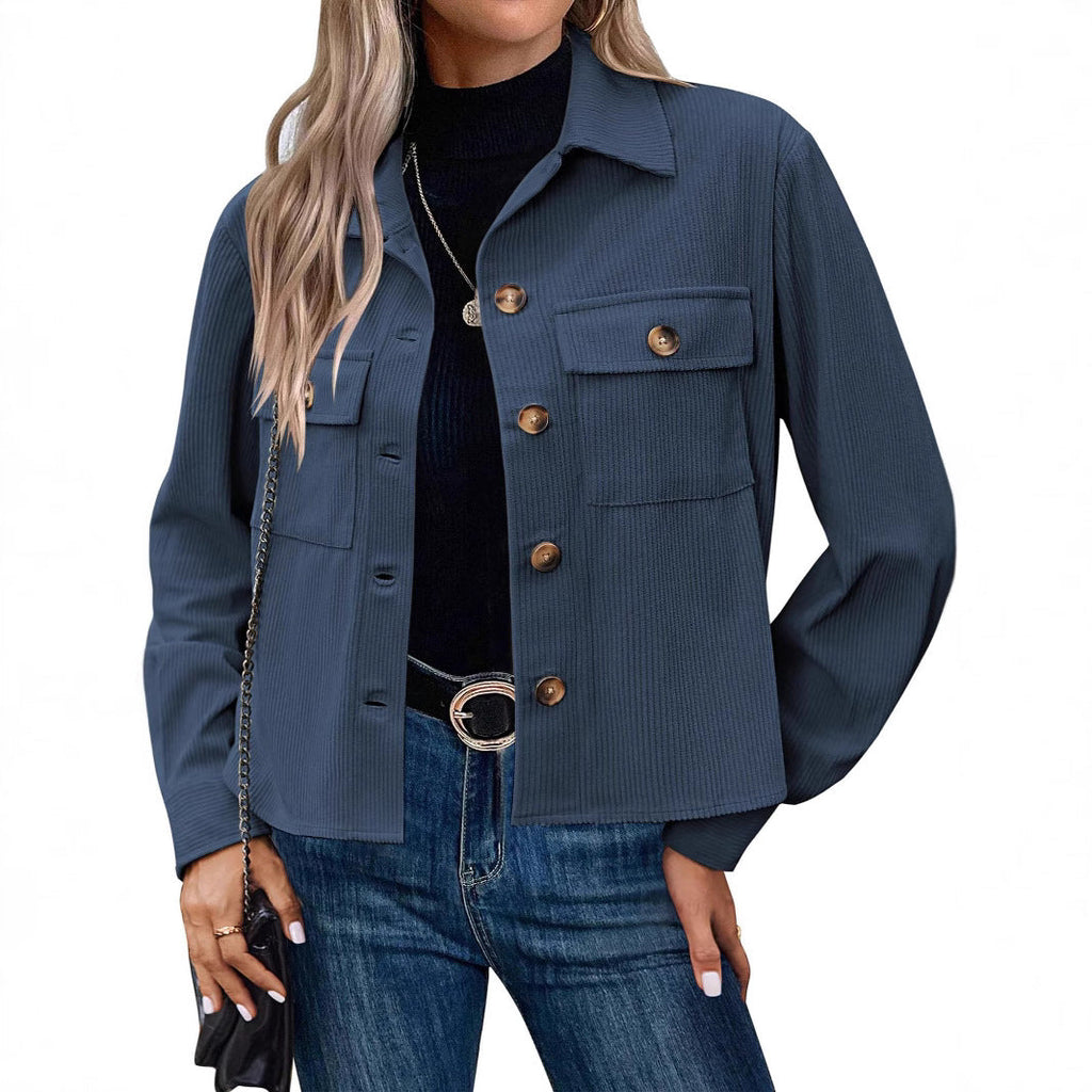 Damen Cordjacke mit zwei Brusttaschen