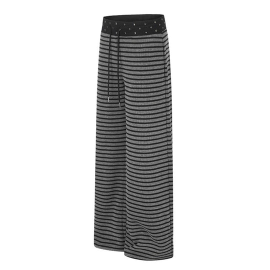 Damen Gestreifte Palazzo-Relaxhose mit Nietenbund und Tunnelzug Shop Nory