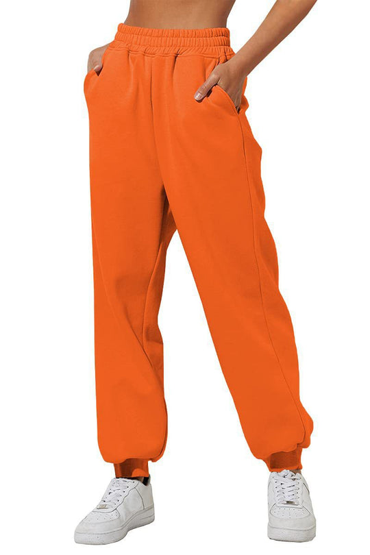 Damen nan lockere High‑Waist Jogginghose mit doppellagigem Komfortbund, seitlichen Eingrifftaschen und gerafften Knöchelbündchen Shop Nory