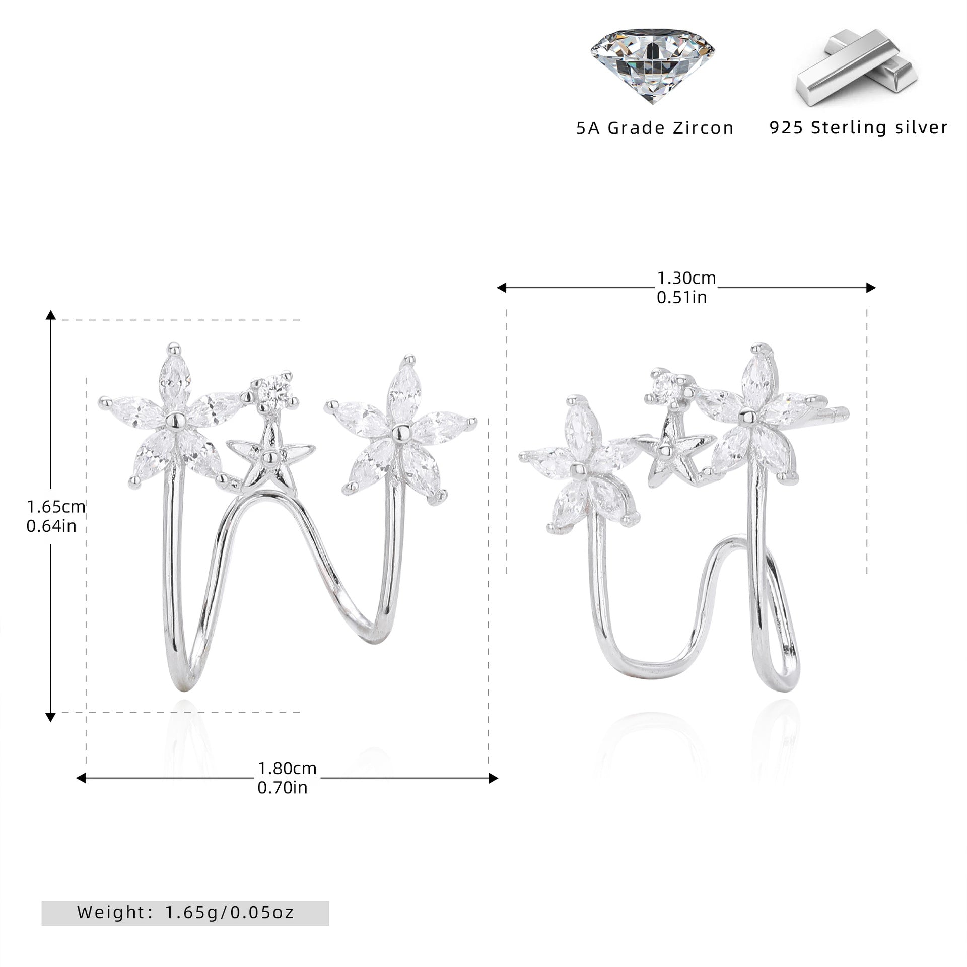 Damen Ohrstecker mit floralen Motiven und funkelnden Zirkonsteinen Shop Nory