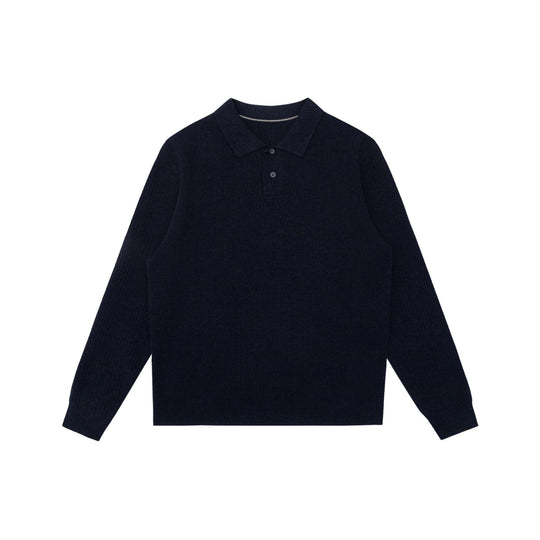 Unisex Gerippter Polokragen-Pullover aus Feinstrick mit Knopfleiste Shop Nory