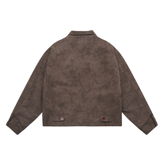 Herren Kurz geschnittener Suede‑Optik Blouson mit aufgesetzten Klappentaschen und Hemdkragen Shop Nory