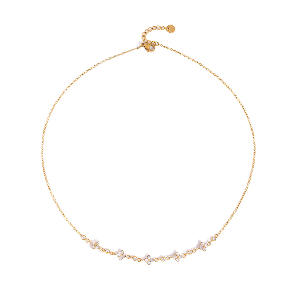 Damen Halskette mit funkelnden Zirkonia-Anhängern und zarter Edelstahlkette Shop Nory