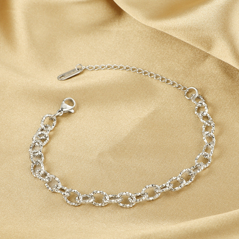Frauen Strukturierte Gold Link Armband Shop Nory