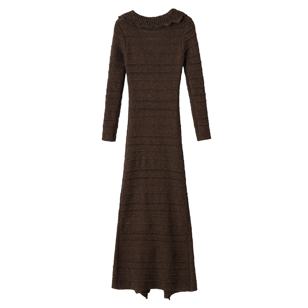 Damen Langer gehäkelter Cardigan mit geschwungenem Schalkragen Shop Nory