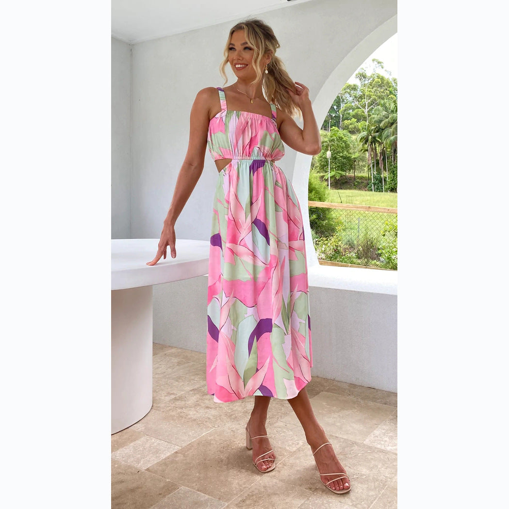 Damen Maxikleid mit elastischem Taillenzug und trägerfreiem Oberteil