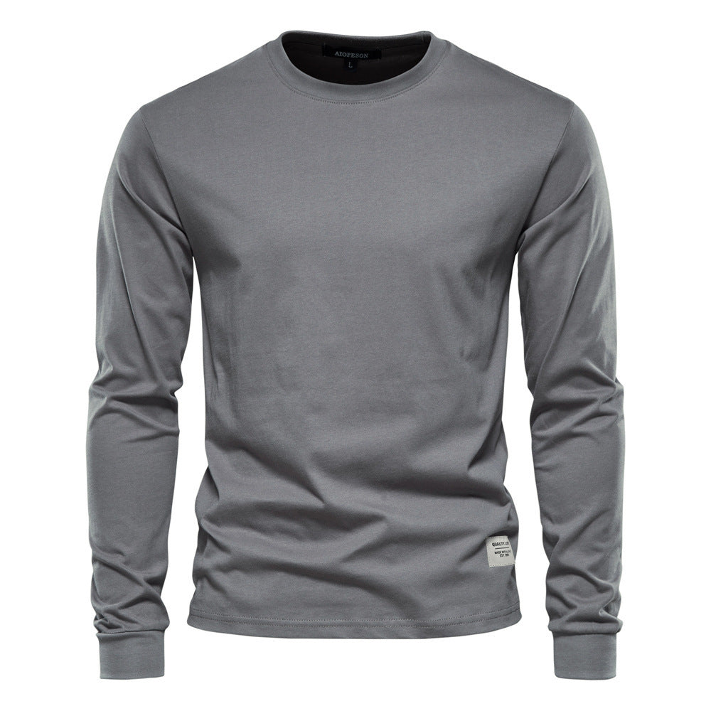 Herren nan klassisches langärmliges Baumwollshirt mit Rundhalsausschnitt und elastischen Bündchen