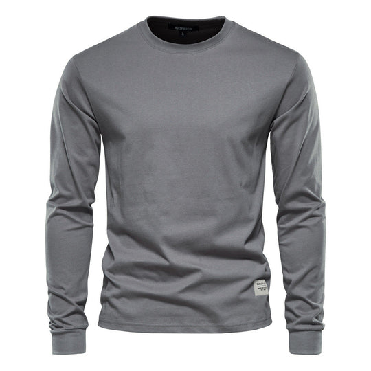 Herren nan klassisches langärmliges Baumwollshirt mit Rundhalsausschnitt und elastischen Bündchen