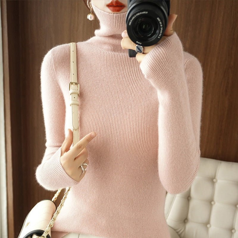 Damen Schmaler Rollkragenpullover aus Kaschmir‑Mix mit extralangem Ärmelabschluss Shop Nory